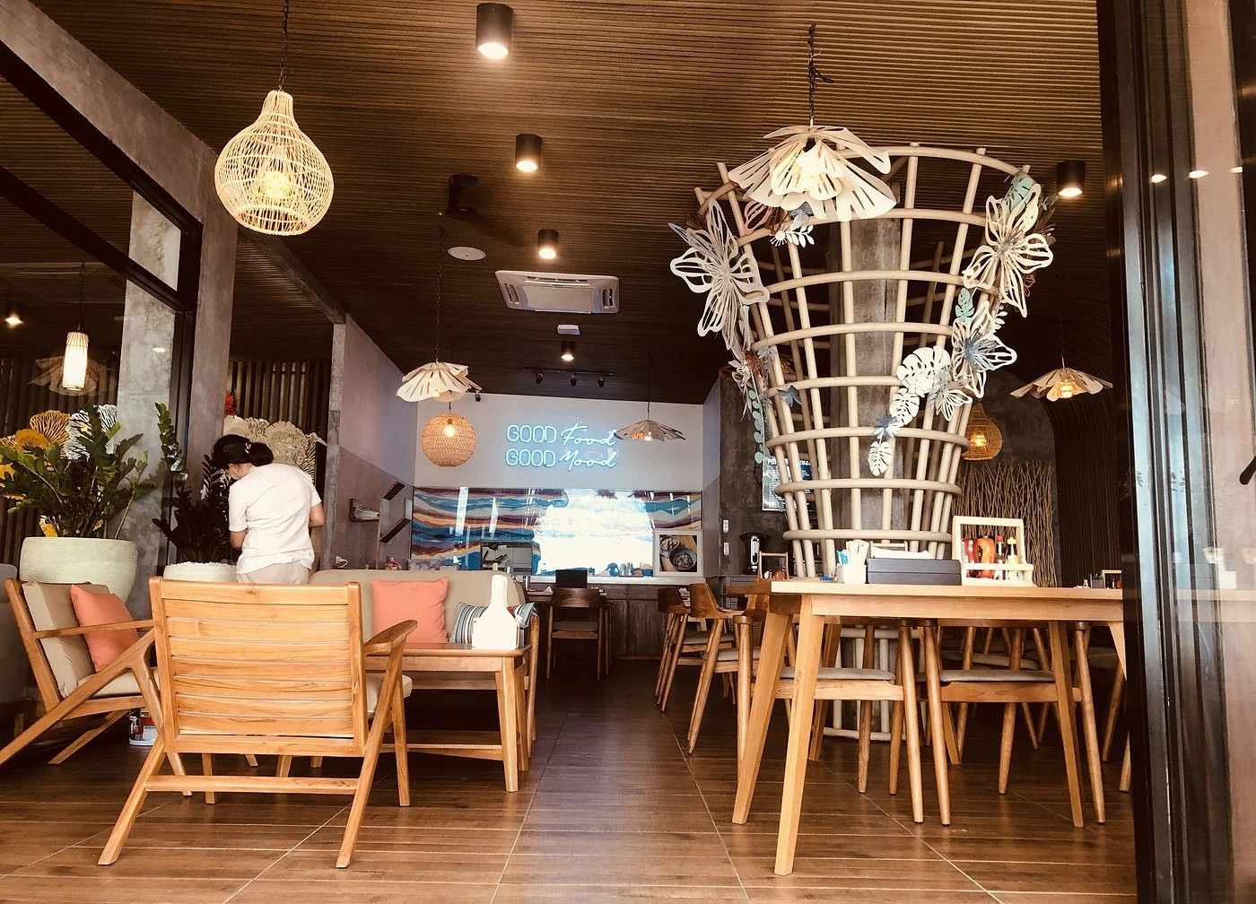 Warm wood interiors at Phuket Thai Bistro