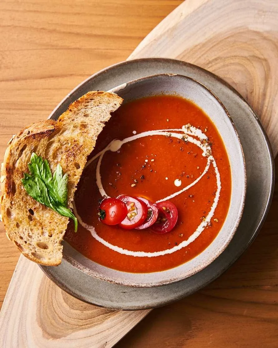 Soup and toasted bread