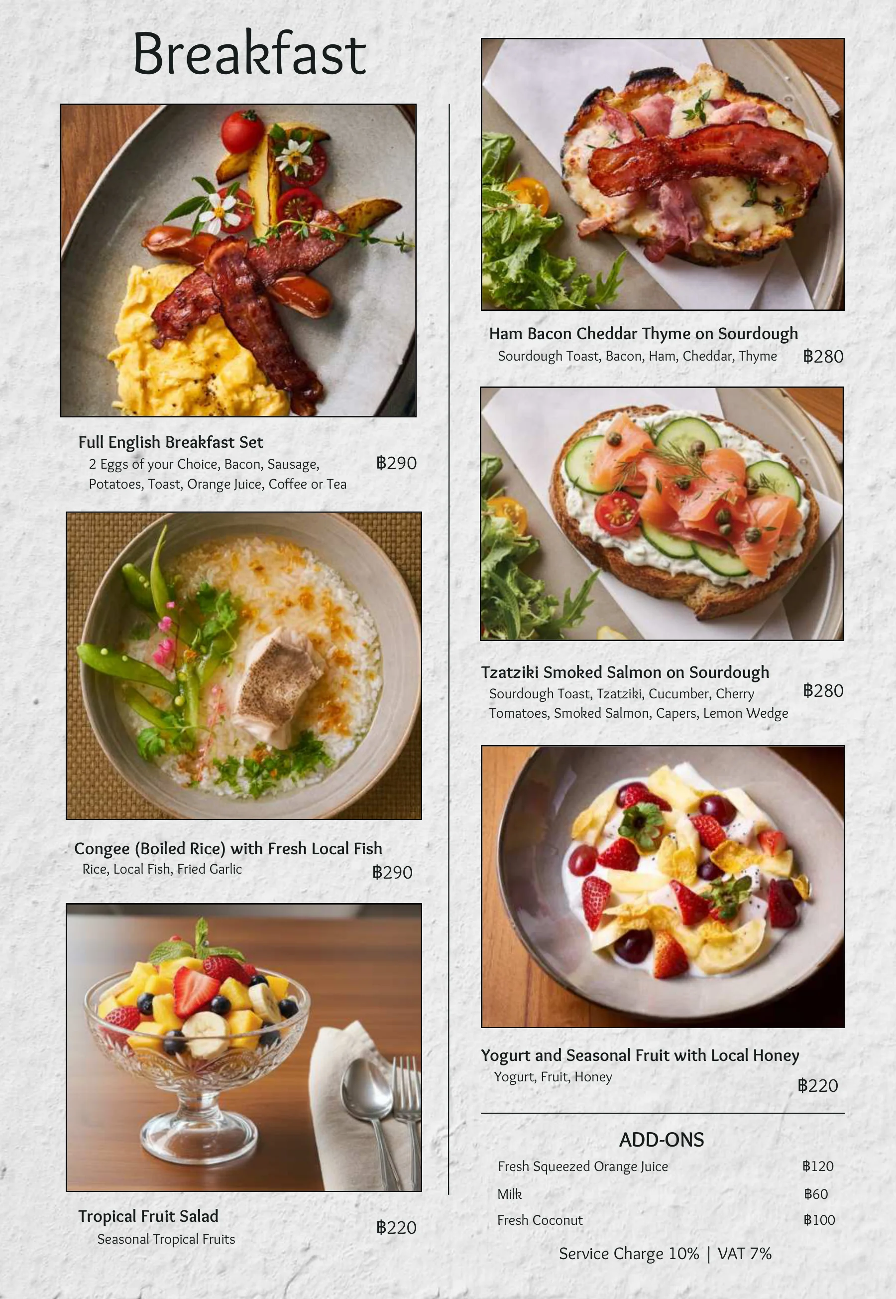 Phuket Thai Bistro menu, page 2: Breakfast. Open PDF for selectable text.
